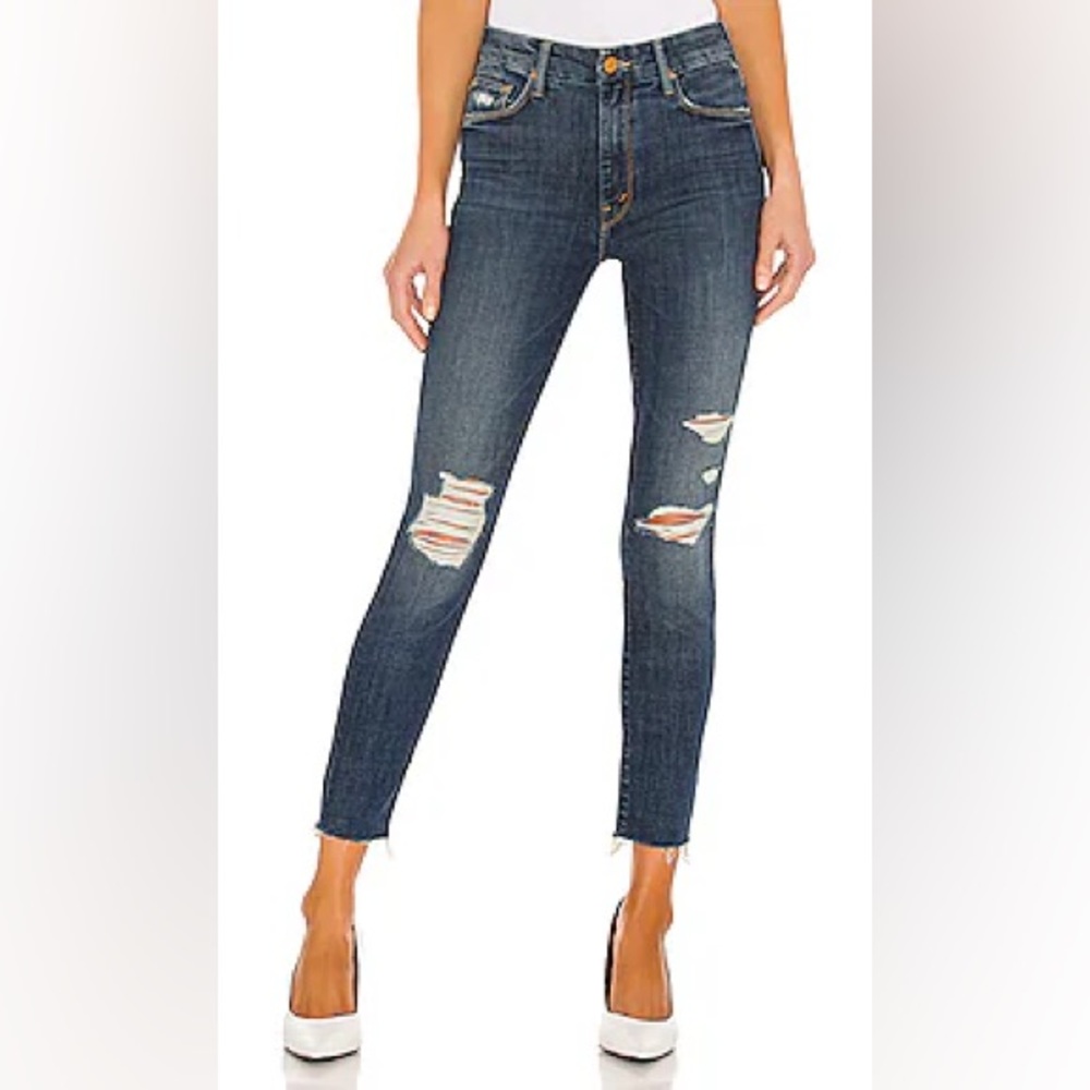 MOTHER jeans high waisted Looker ankle fray, size 26, color Wicked Wildflower